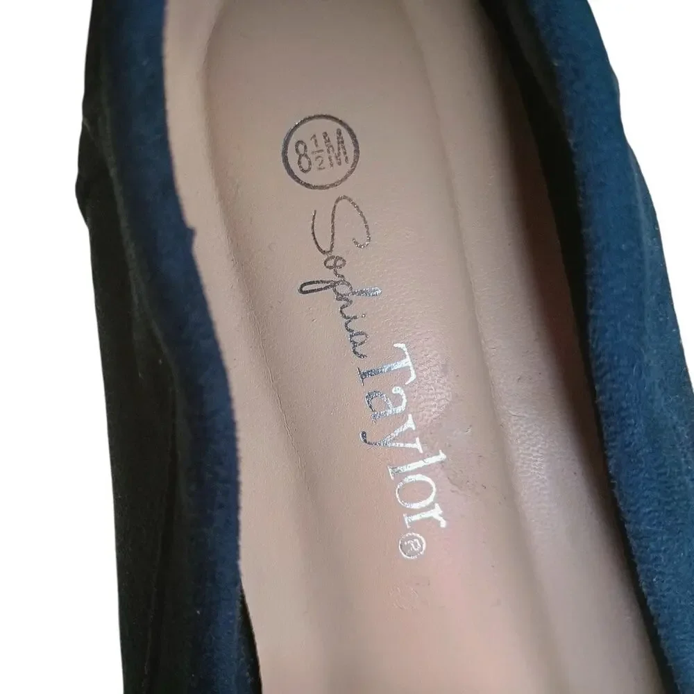 Sophia Taylor, Navy Blue microsuede slip on flats loafers, women’s 8.5m New